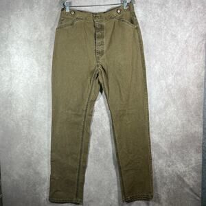 Tombstone Jeans Mens 36 Green Denim Tapered Button Fly Western Cowboy‎ Saddle